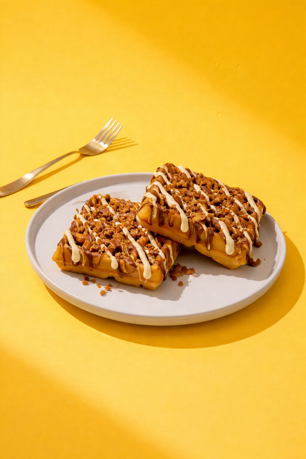 WAFFLE WITH LOTUS AND WHITE