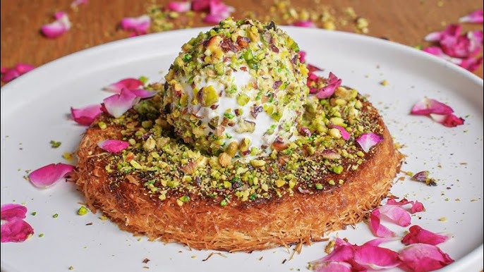 kunafa with ice cream