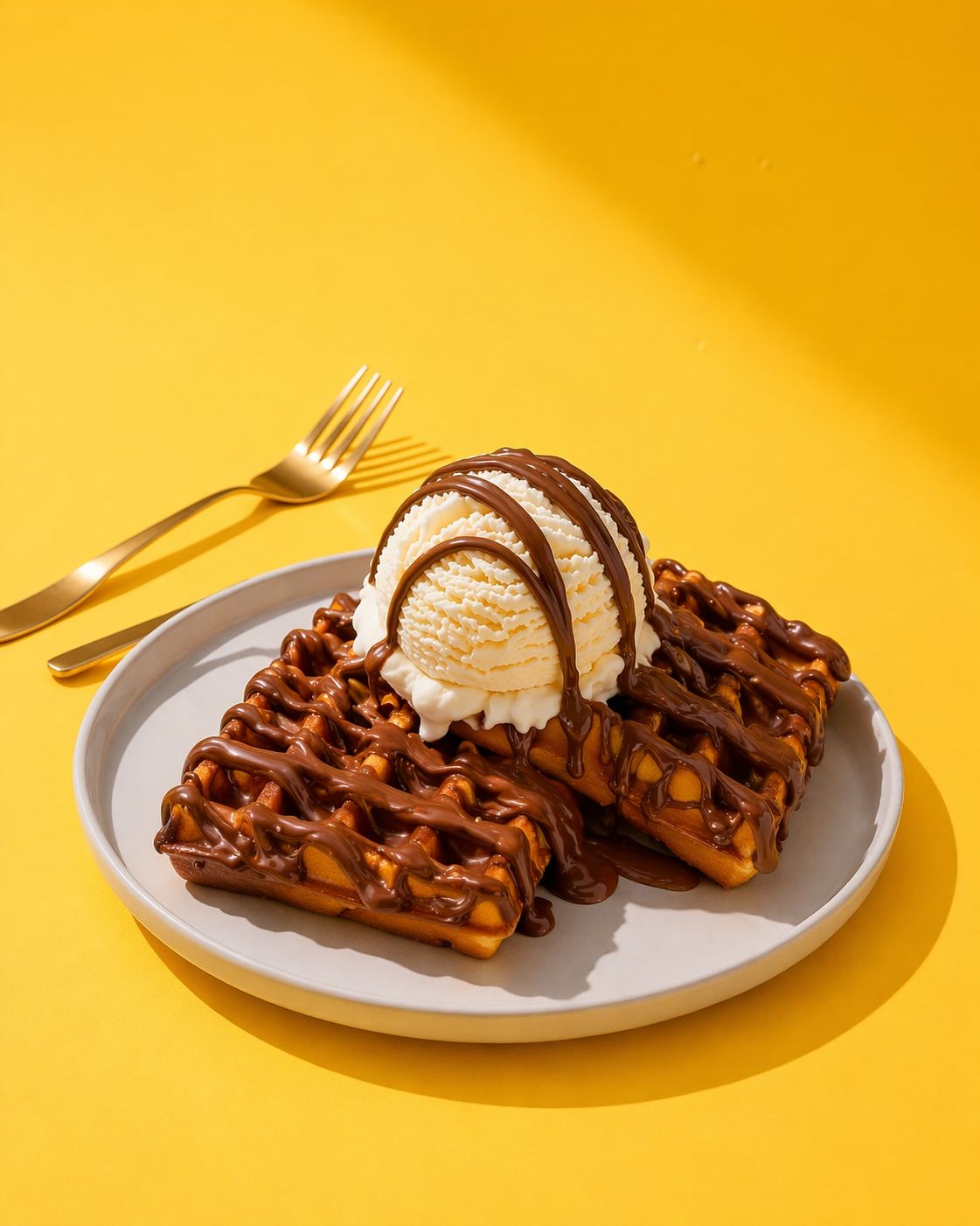 WAFFLE NUTELLA AND ICE CREAM