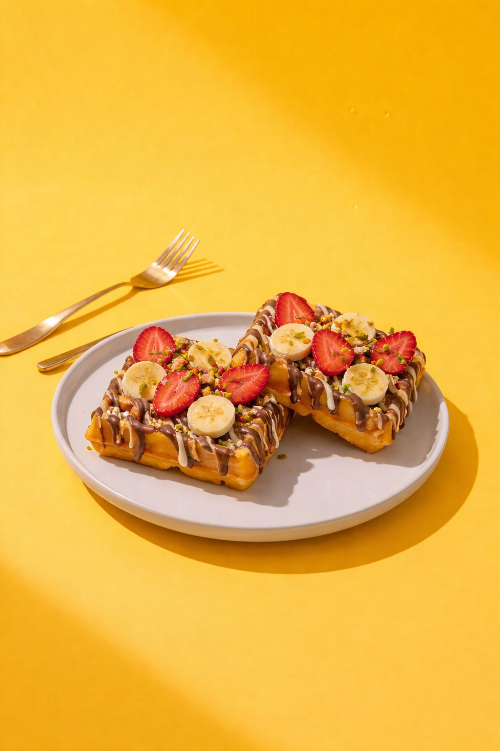 WAFFLE WITH FRUITS AND CHOCOLATE